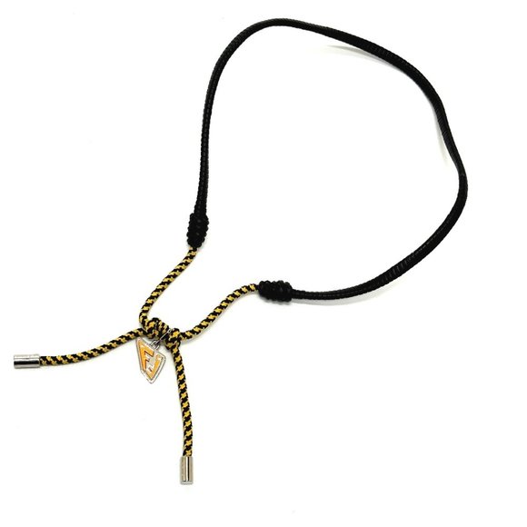 FENDI FF Vertigo choker necklace in black leather and polyester for men - Picture 1 of 9